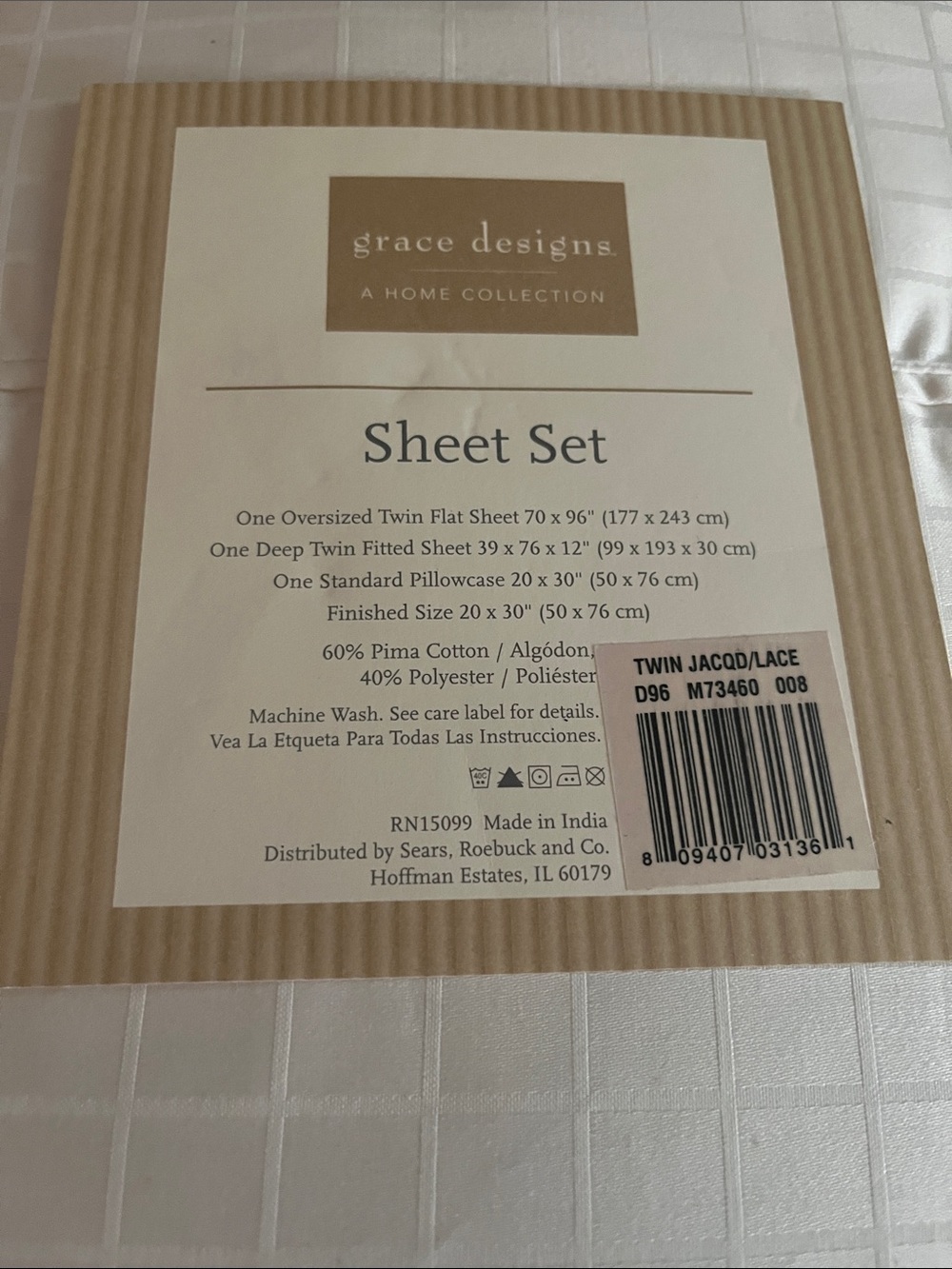 Sheet set twin new Grace Designs twin 300 thread count fits up to 14” mattress